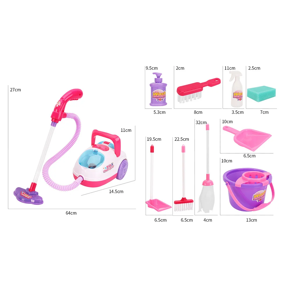 

11Pcs Child Vacuum Cleaner Toy Fun Cleaning Playset Odorless Plastic Kids Housework Simulation Tools Toy Set