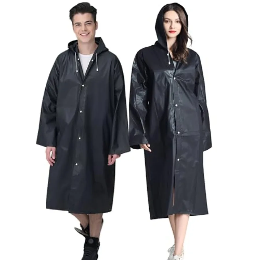 

Cosowe Rain Ponchos for Adults Reusable, 2 Pcs Raincoats Emergency for Women Men with Hood and Drawstring