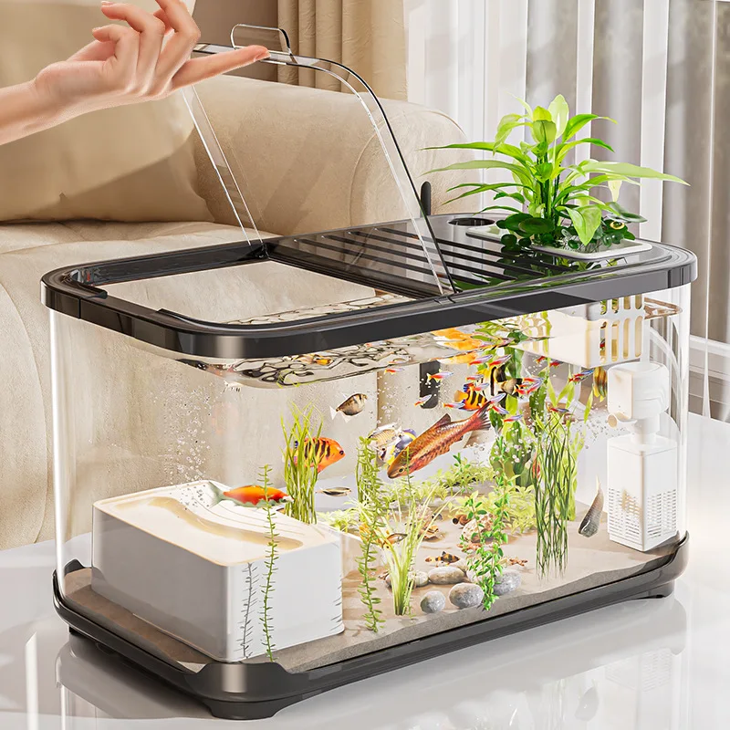 High Definition Transparent Fish Tank Home Decorative Item Office Desktop Ornament Fish Viewing Aquarium Beautiful Aquatic Pe...