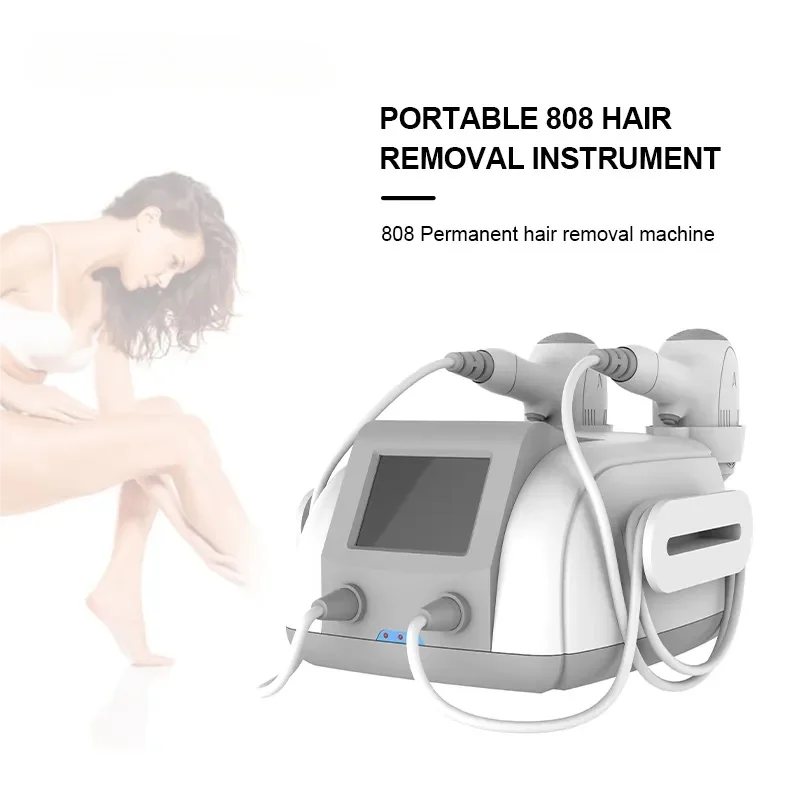 Desktop 808 Diode Laser Hair Removal Machine Home Use Mini Laser Cold Removal with 2 Handles 3 Wavelength Portable Mini 808nm