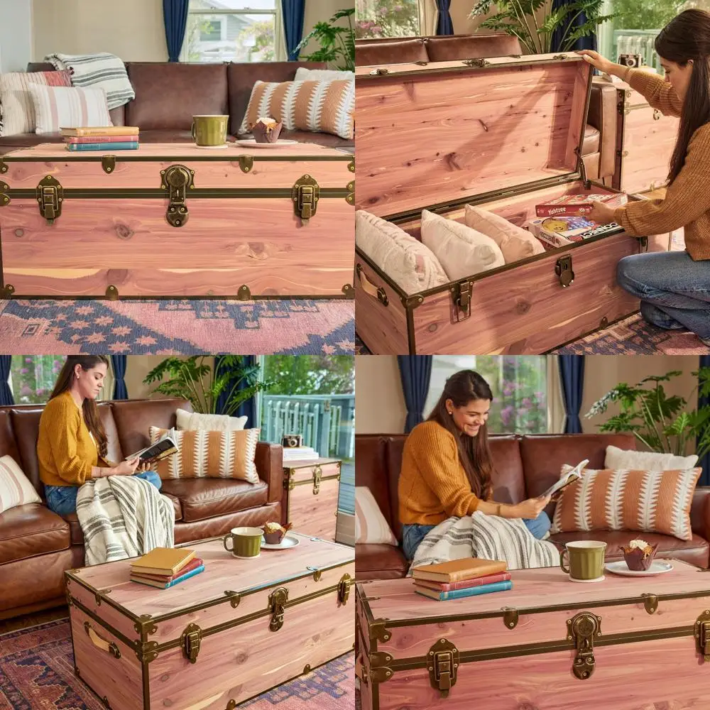 

Knotty CeChest with Antique Brass Hardware – 32"x18"x14" Large Storage Box, Coee Table, End o Bed Trunk or Entryway Storage Benc