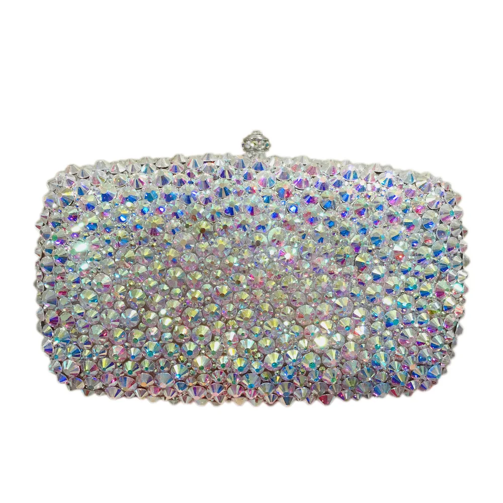

Square Full Diamond Bag Crystal Stone Dinner Clutch, Handmade Diamond-encrusted Chain Bag For Women's Dress Elegant And High-end