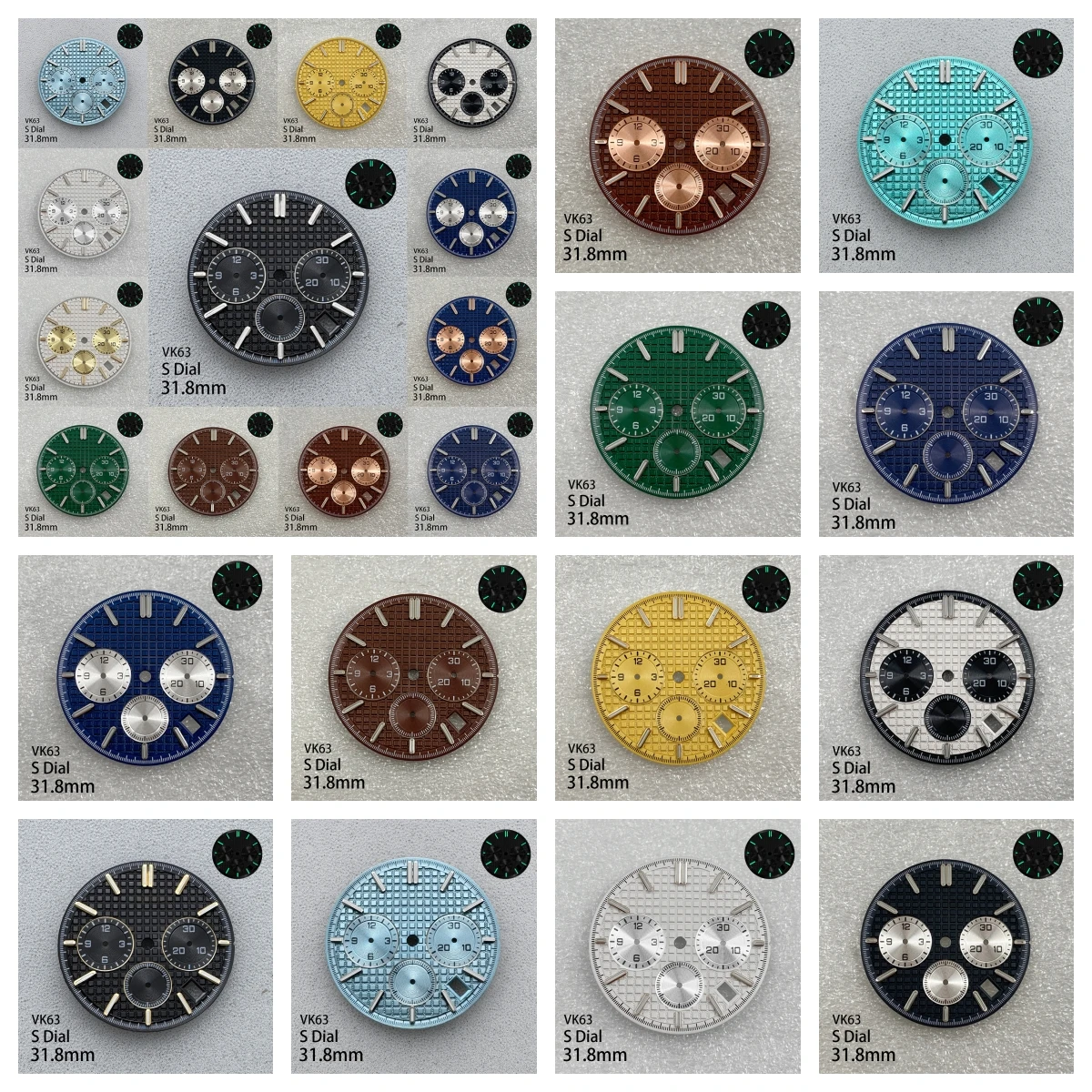 

31.8mm S Logo Oak Dial Fit VK63 Movement Green Luminous High-Quality Watch Modification Accessories