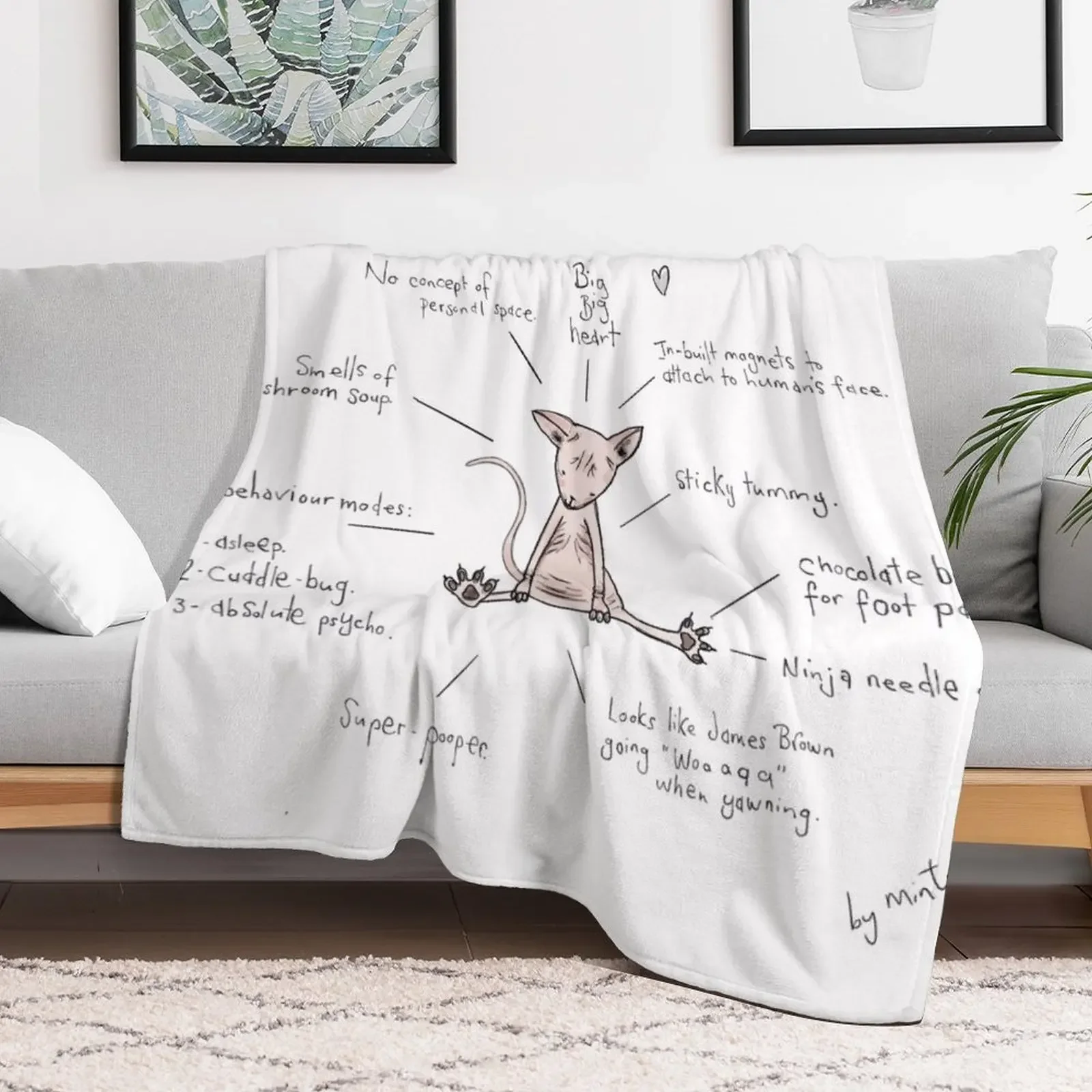 Anatomy of a Sphynx Throw Blanket Color Fast Cozy Throw Blanket