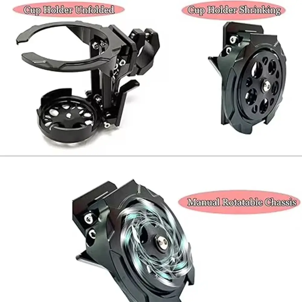 Universal Motorcycle Cup Holder Anti Vibration Anti Shake Drink Holder 360 Rotatable Foldable Bottle Holder