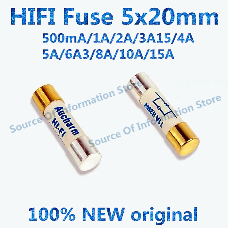 2PCS slow-melting sterling silver fuse Acoustic Rhythm Aucharm HIFI fuse CD bilevel amplifier audio 5x20mm 500mA/1/3.15A/5/6.3A