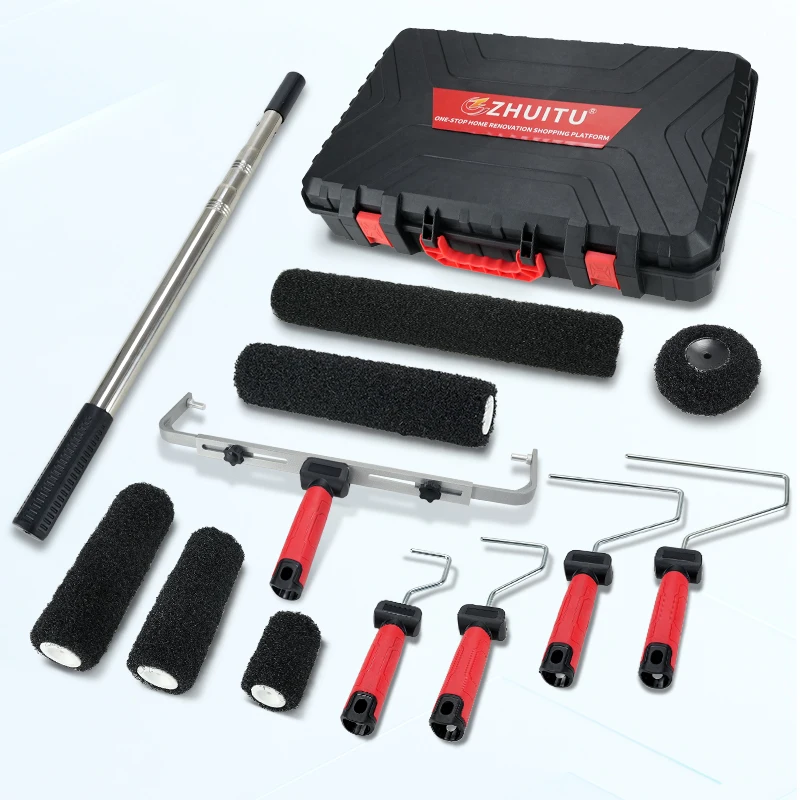 All-in-One Paint Roller Kit with Extension Pole Multi-Size Rollers for Wall Ceiling Corner Painting