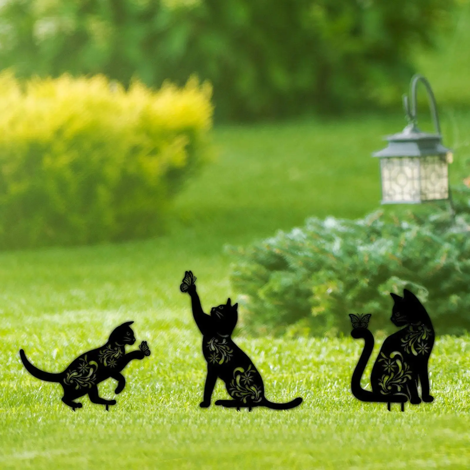 3Pcs Animal Shape Garden Stakes Yard Decors Cute Easy Installation Silhouette Statues for Patio Yard Garden Outdoor Courtyard