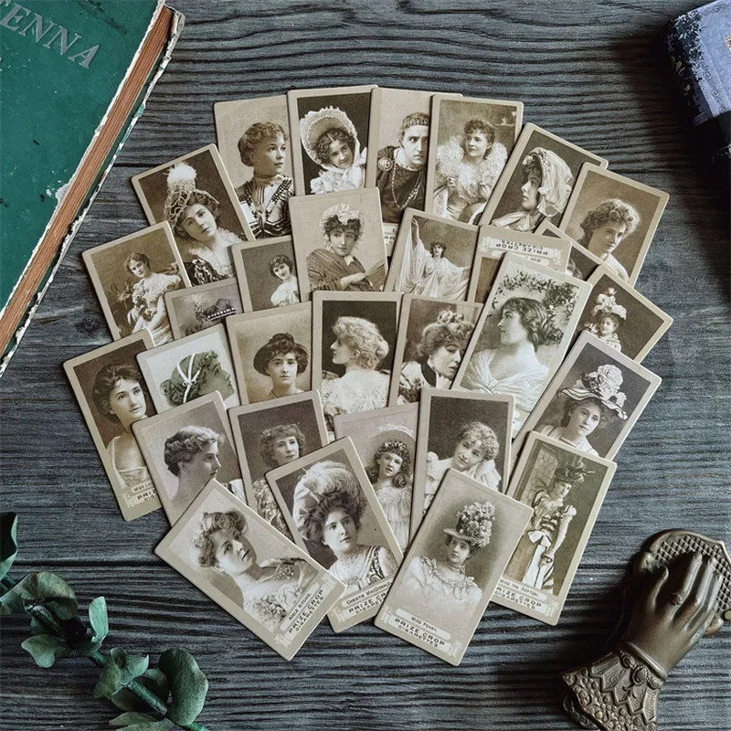 30Pcs Vintage Europe Ladies Old Photo Craft Paper Card Stock Junk Journal Ephemera Collage DIY Scrapbooking Material Paper Pack