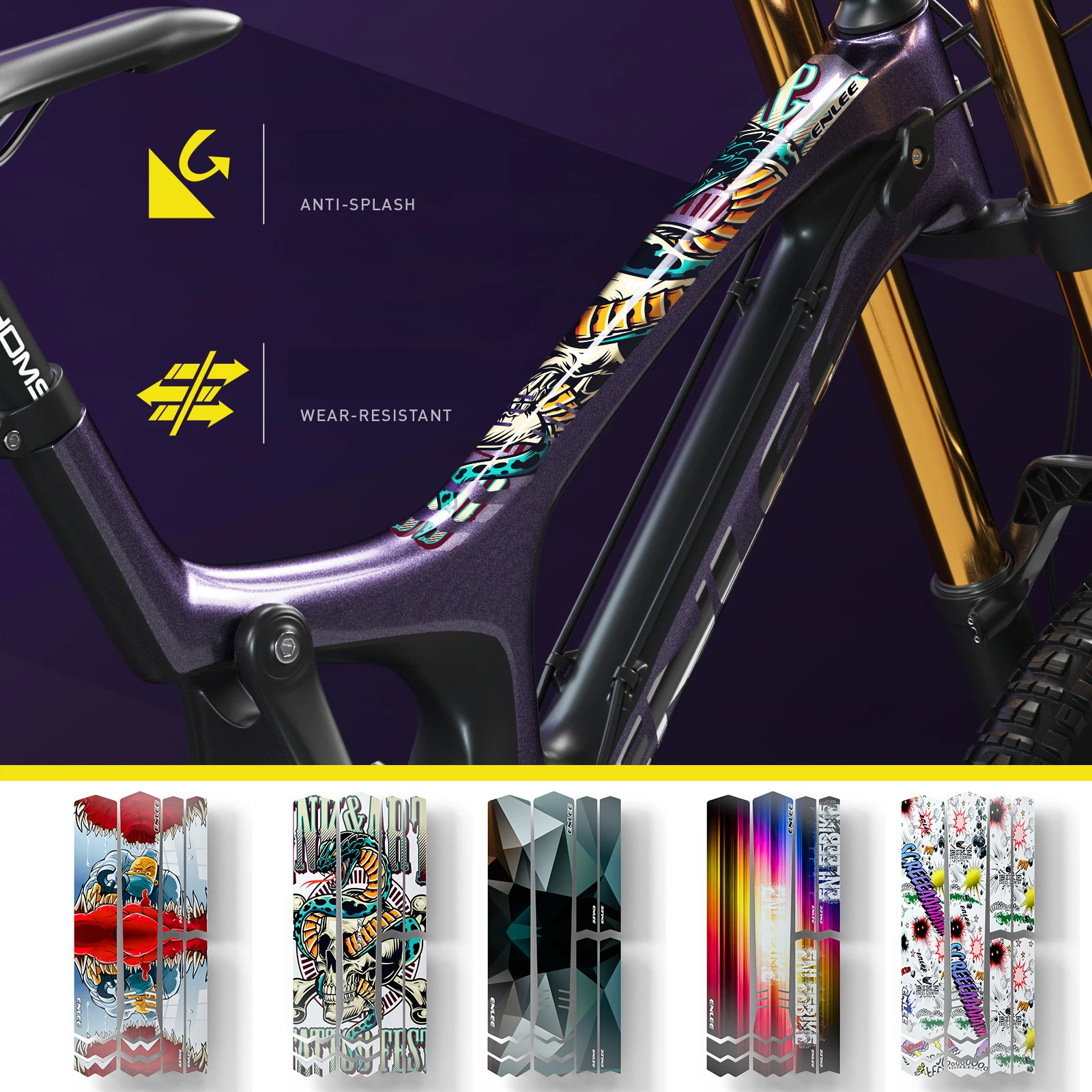 

3D MTB Bicycle Frame Protective Film Bicycle Scratch-Resistant Protect Frame Removable Sticker Decal Sticker for Mountain Bike