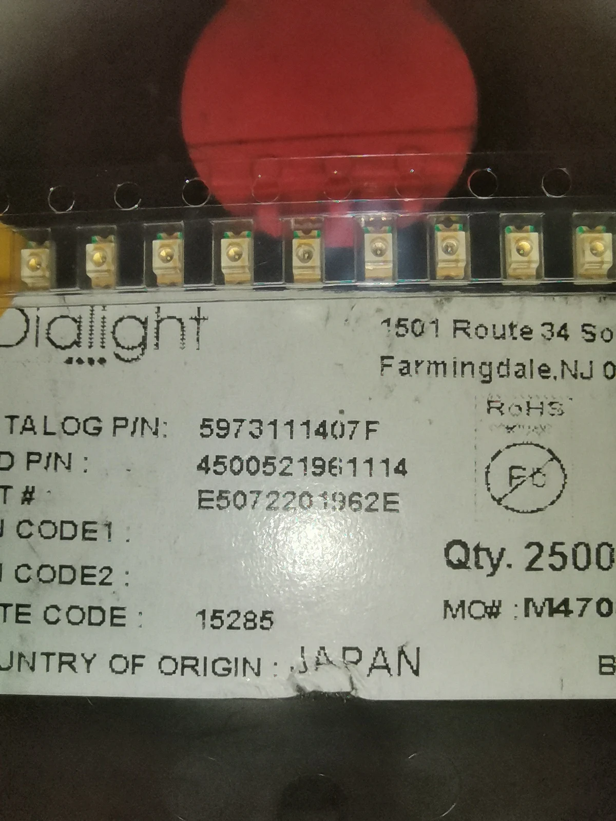 

50Pcs/597-3111-407F LED 1206 (3015) concave red 660nm high-brightness LED