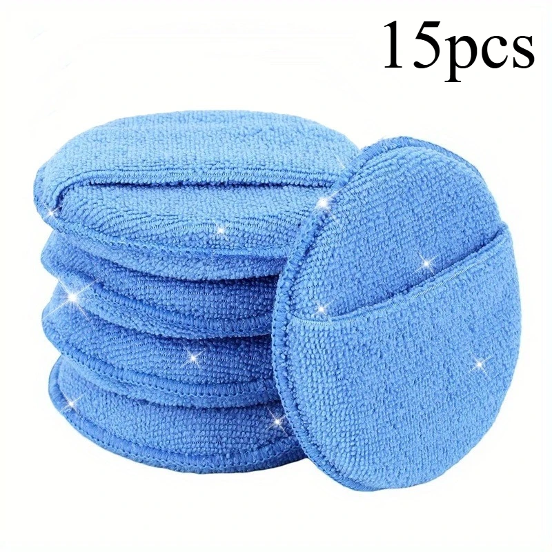 15pcs New Microfiber Wax Applicator Pads Designed for Cars, Featuring a Finger Pocket for Easy Use, Ideal for Buffing