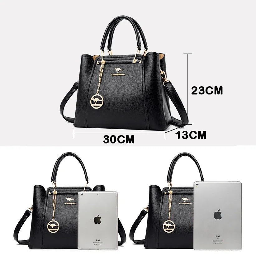 Women Top-Handle Bag High Quality Leather Laidies Handbags Purses Luxury Designer Bags Genuine Vintage Shoulder Messenger Sac