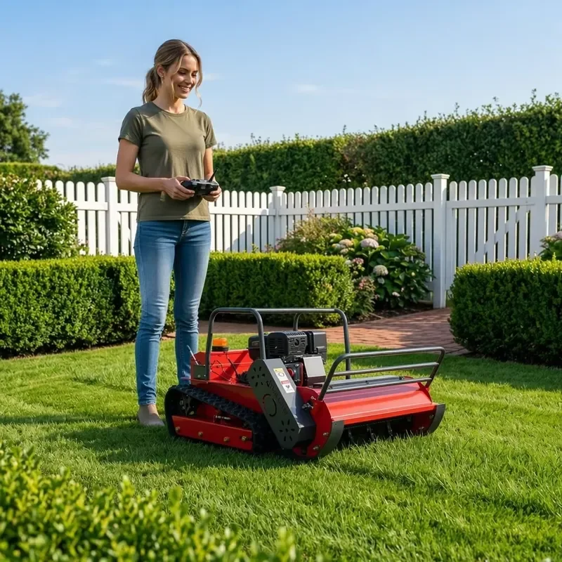 Smart 1000mm Hybrid Remote Control Lawn Mower Tracked Robotic Flail Mower With Loncin Engine for Orchard and Vineyard Care