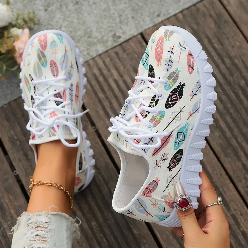 Women's casual sneakers cute printed flat shoes women's cute gradient nursing shoes women's spring loafers