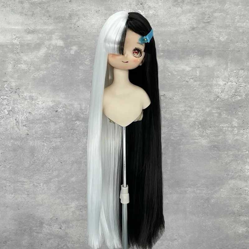 2D Doll 1/3&1/4&1/6 Black and White Wig Cover High Temperature Silk Synthesis Decoration Wig Children Toy Dress Up Accessories