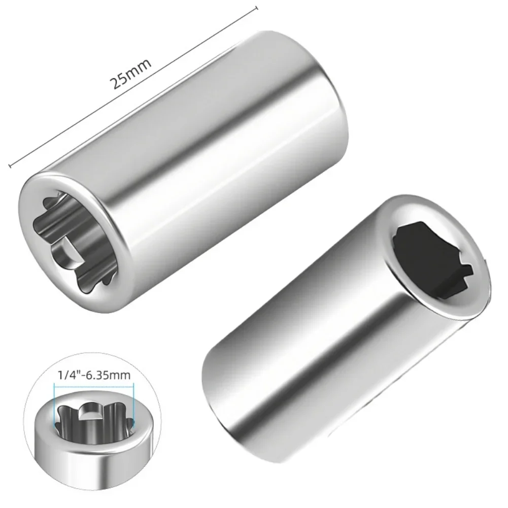 Screwdriver Bit Adapter Set 2PCS 1/4 Inch Square Drive To 1/4 Inch Hex Socket Bit Converter For Tool Compatibility
