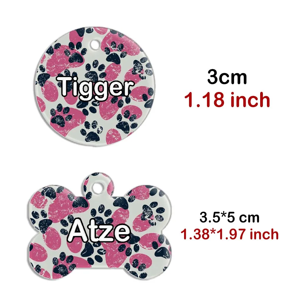 Personalized ID Tag Bone Round Pet Tag Custom Name Address Telephone Small Dog Colorful Tag for Puppy Kittens