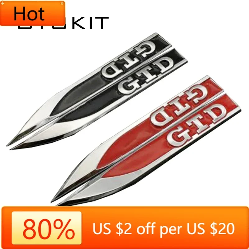 

2026 Новые антенны 1 пара 3D Металлическое крыло автомобиля GTD Правая и левая боковая эмблема на крыло Автомобильная наклейка для VW GOLF MK7 MK4 MK5 MK6 Этикетка