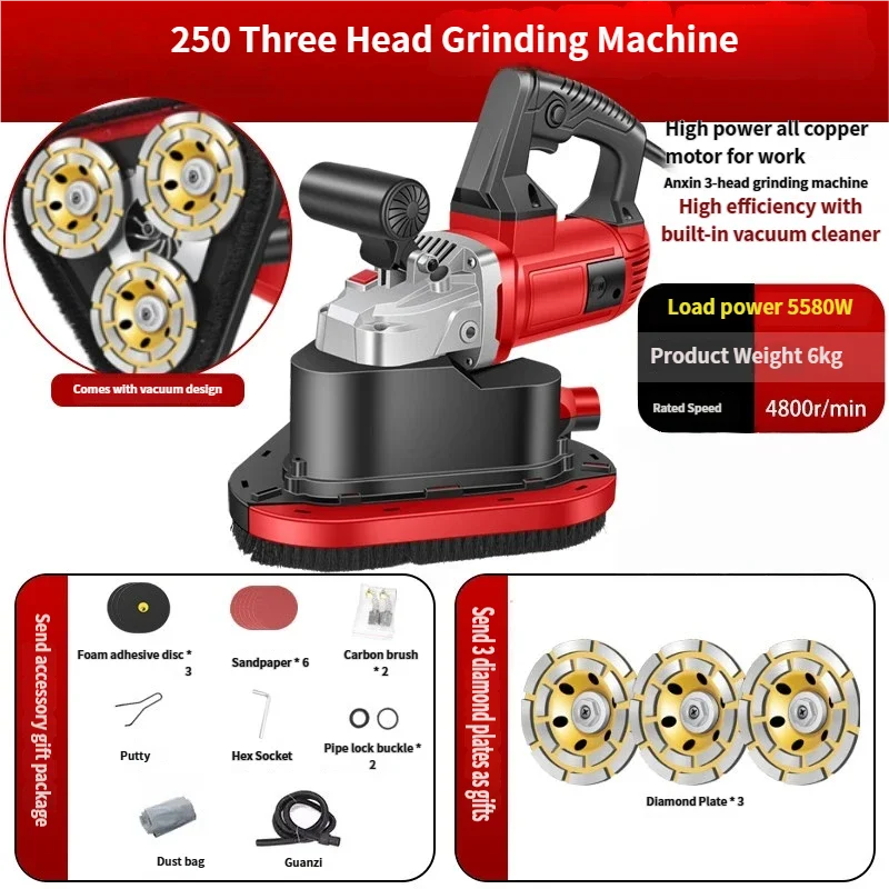NEW 5580W Cement Concrete Floor Polishing Machine Belt Sander Clean Ground Grinding Machine Grinder Sharpener Cutter