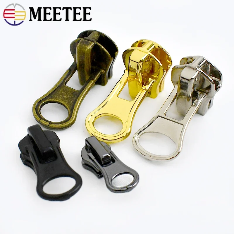 10/20Pcs 3# 5# 8# Meetee Slider for Zipper Metal Zippers Puller Coat Tent Zip Closure Pulls Zips Repair Handles Sewing Accessory