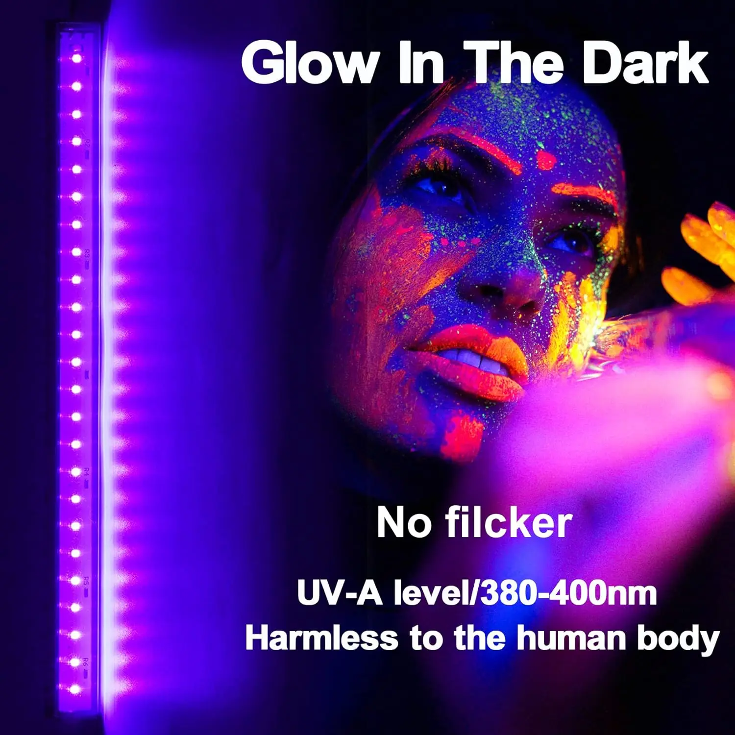 Black Light Bar UV Blacklight Strip for Glow Party USB Portable for Body Paint Stage Fluorescent Poster Halloween Urine Detect