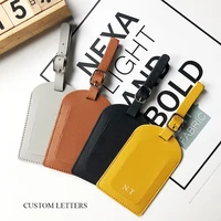 Personalize Initials Luggage Tag Custom Letters Men Women Suitcase Name Tag PU Airplane Labels Engrave Logo Travel Accessories 3