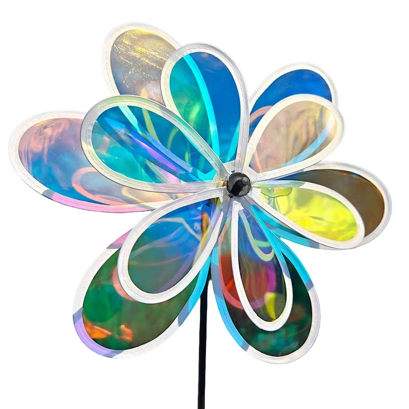 1 Stuk Fruit Tuin Reflecterende Zes Kleur Dazzling Zonnebloem Windmolen Outdoor Gazon Yard Vogelverschrikkende Wind Spinner Kinderen speelgoed - afbeelding 2