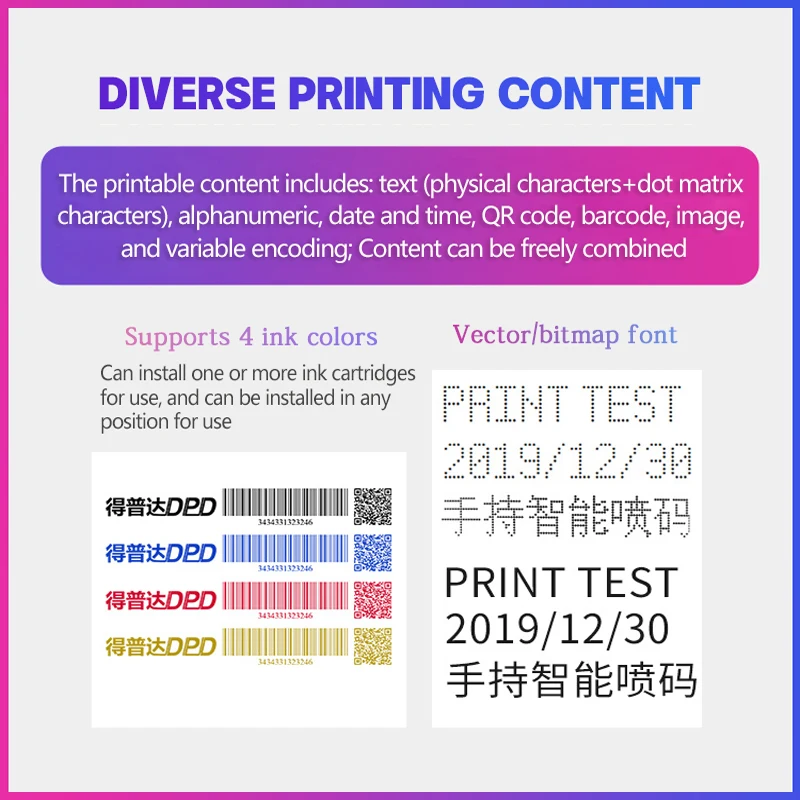 10cm Handheld Inkjet Printer Small Inkjet Printer Logo Two-dimensional Code Assembly Line Inkjet Printer Large Font Maptrademark