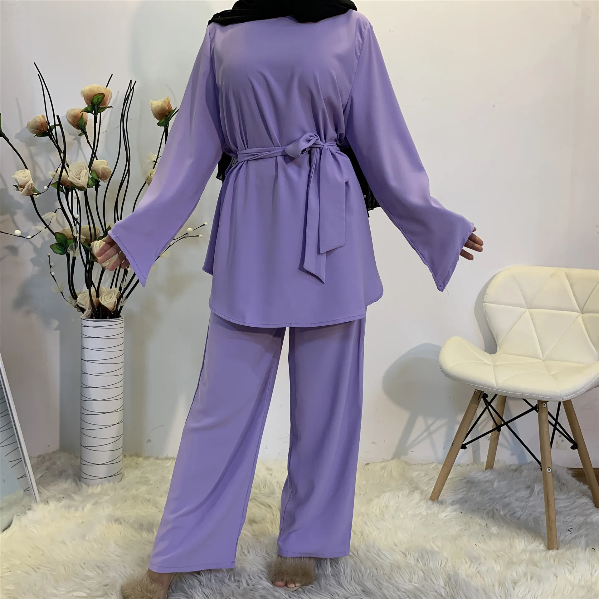 

Two Piece Set Summer Women Clothing Sets Summer Loose Pants For Muslim Girl Casual Fashion Saudi Kuwait Sweat Suits