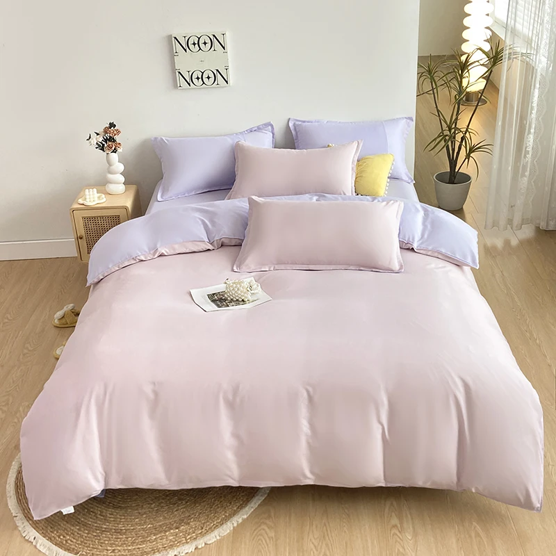 Simple Style Duvet Cover Skin-friendly Quilt Cover for Adult Single/Queen Size Comfortable Solid Color copripiumino matrimoniale