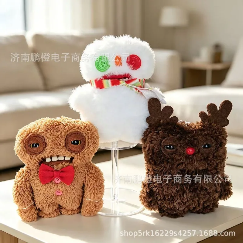 FUGGLER 11cm Cute Tooth Monster Plush Toy Christmas Series Ugly Cute Funny Trendy Plush Toy Doll Birthday Gift