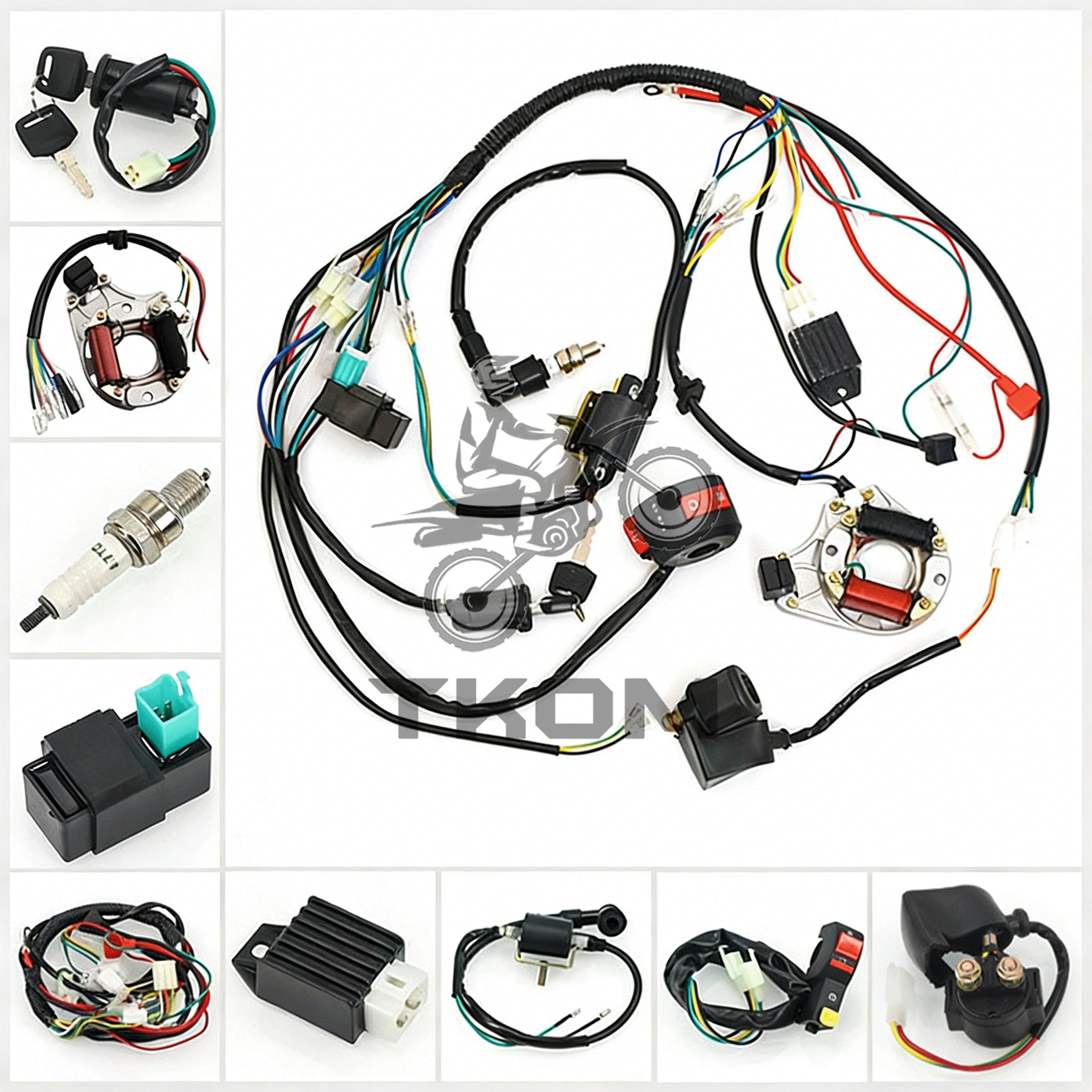 

Full Complete Electrics Wiring Harness Kit CDI Ignition System for ATV/4 Wheeler/Beach Bike 70CC 110CC Motorcycle Engine Parts
