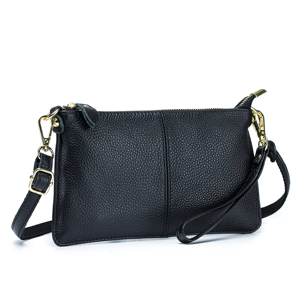 Fashion Genuine Leather Women's Bags Soft Cowhide Shoulder Bag Portable Clutch Bag Purses Zipper Mobile Phone Bag Crossbody Bags