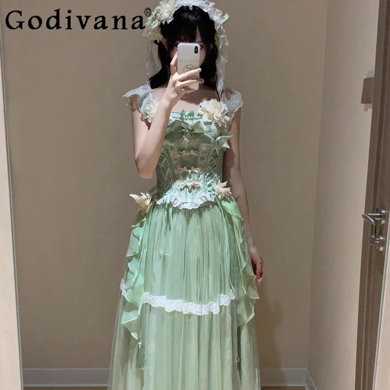 Китайское зеленое вечернее платье Лолиты для женщин, супер фея, красивое платье для дня рождения, женское платье принцессы Лолиты для взрослых