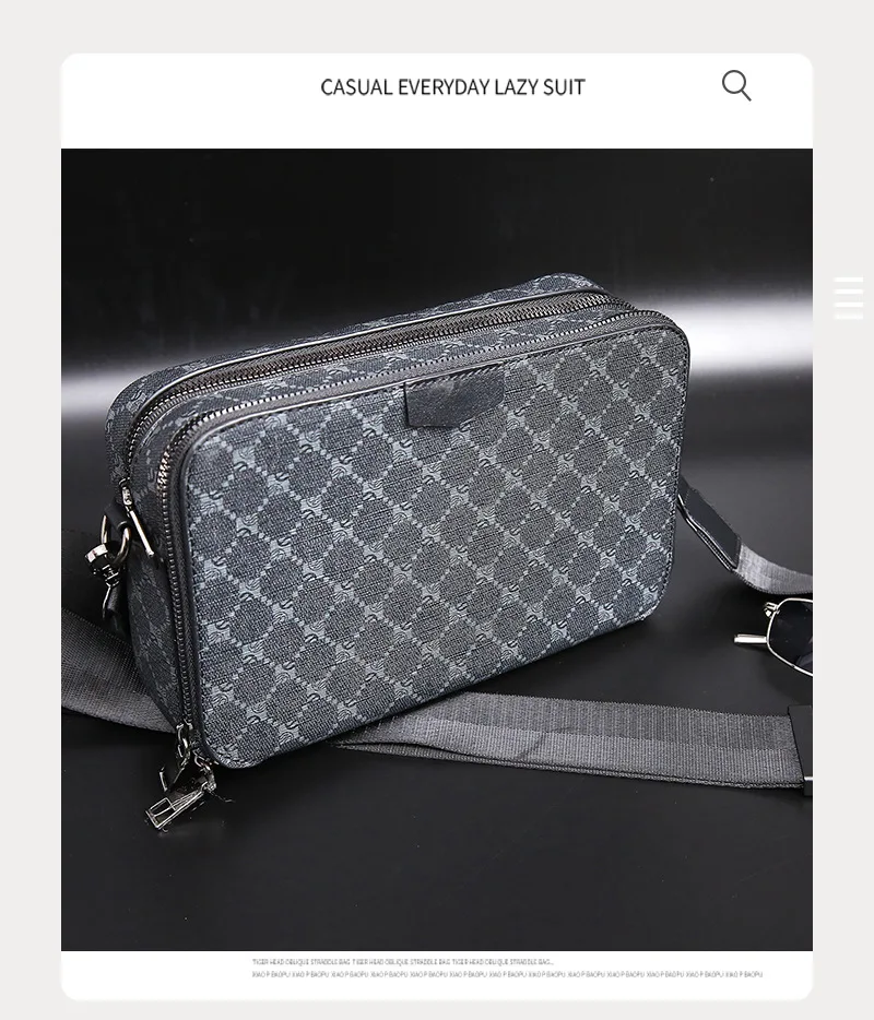 Bolso cruzado a cuadros de lujo para hombre, bolsos de hombro cuadrados de diseño a la moda para hombre, bolsos cruzados con doble capa, bolso para hombre