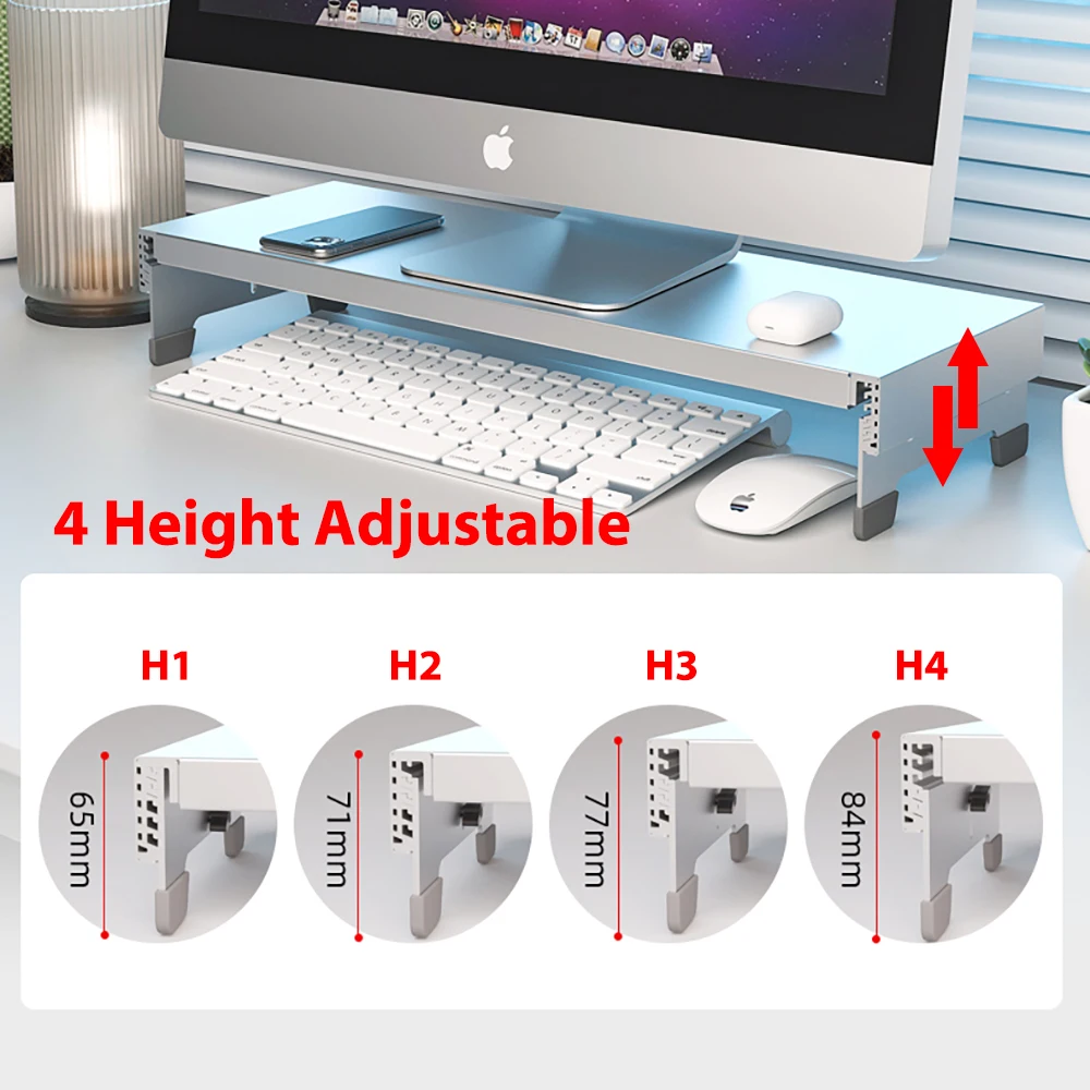 Soporte de Monitor de altura ajustable, elevador de Material metálico, estructura fuerte, capacidad de rodamiento de 50Kg, soporte para ordenador portátil y de escritorio, envío rápido