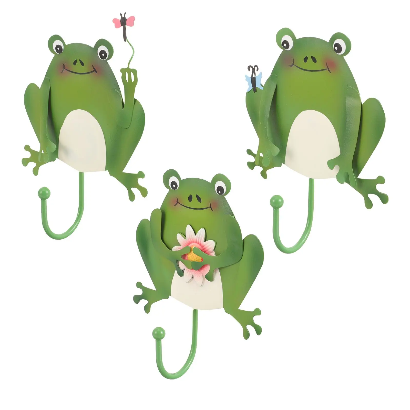 

3 Pcs Wall Hook Frog Decoration Clothes Hanging Rack Hangers Iron Hooks for Key