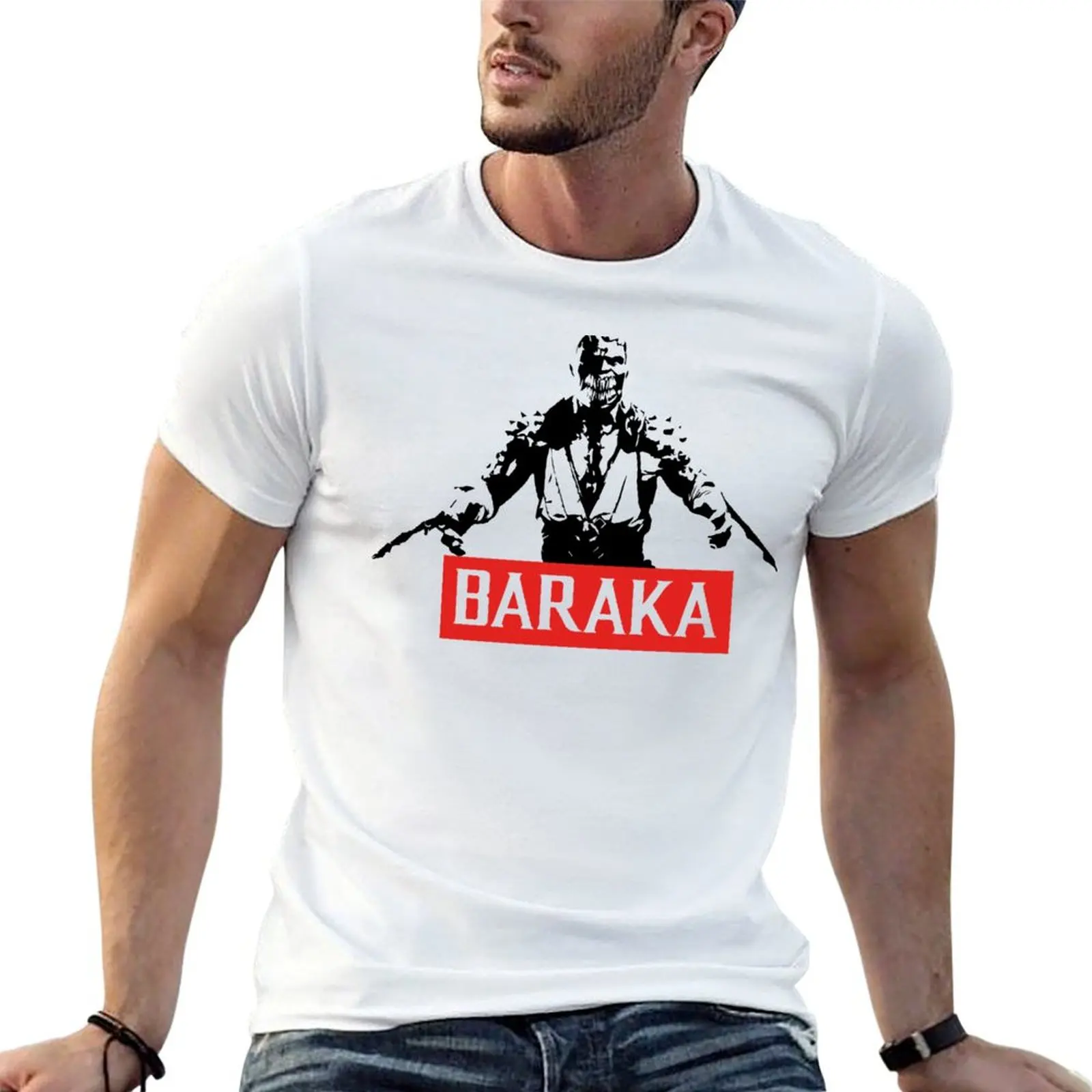 

cotton Baraka t-shirt man package t plain man for black plain T-Shirt shirt