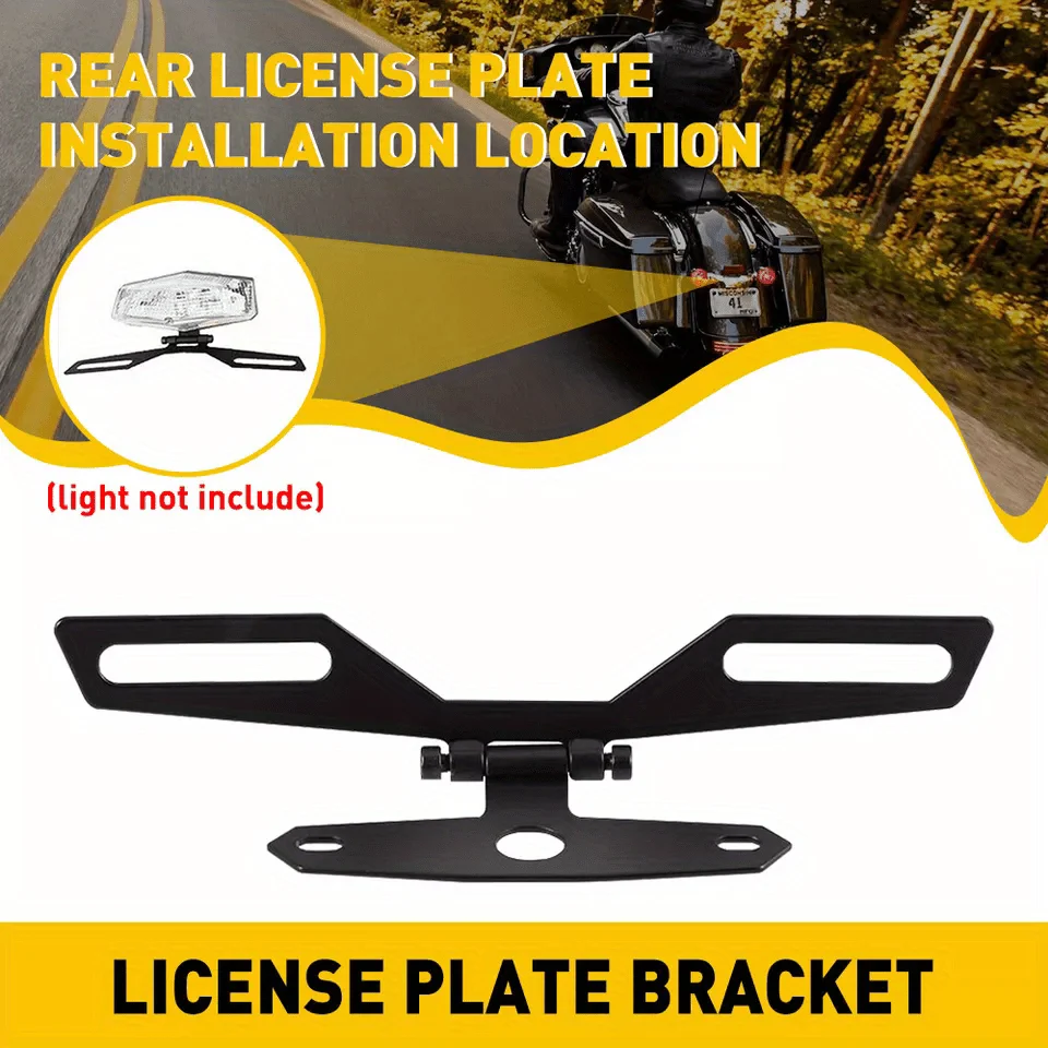 Motorcycle License Plate Bracket Taillight Fixed Adjustable Folding Number Plate Frame Holder Light Mount Motorbike Accessories