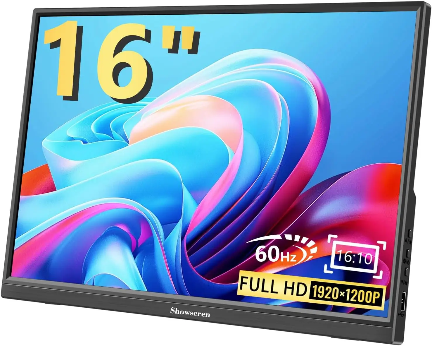 16" Portable Monitor 1920x1200P IPS HDR USB-C HDMI Built-in Speakers
