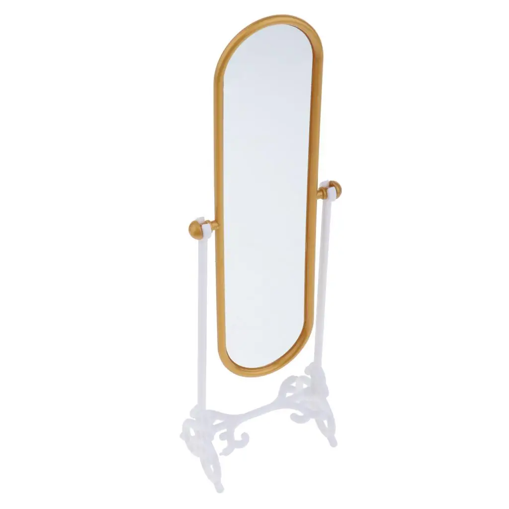 New Hot Dressing Mirror Furnitures for 1/6scale Doll House Decor Kids Pretend Play Toys Gold