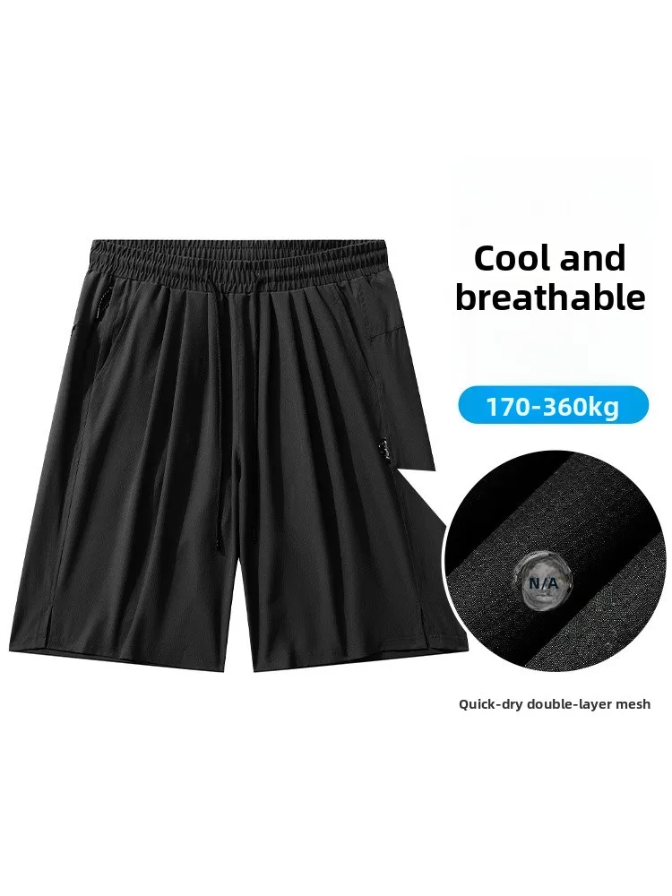 

Large Size Loose Ice Silk Men's orts Qui Dry Sport Five-Quarter Length Cool Feeling Summer Faionable plus Size Pants