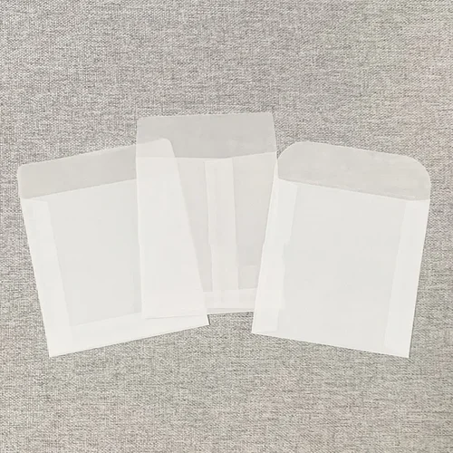 Imagen 2 del producto 50 unids/lote Mini sobre translúcido bolsa de almacenamiento de joyería para tarjeta pendiente collar bolsas de embalaje de regalo sobres de boda