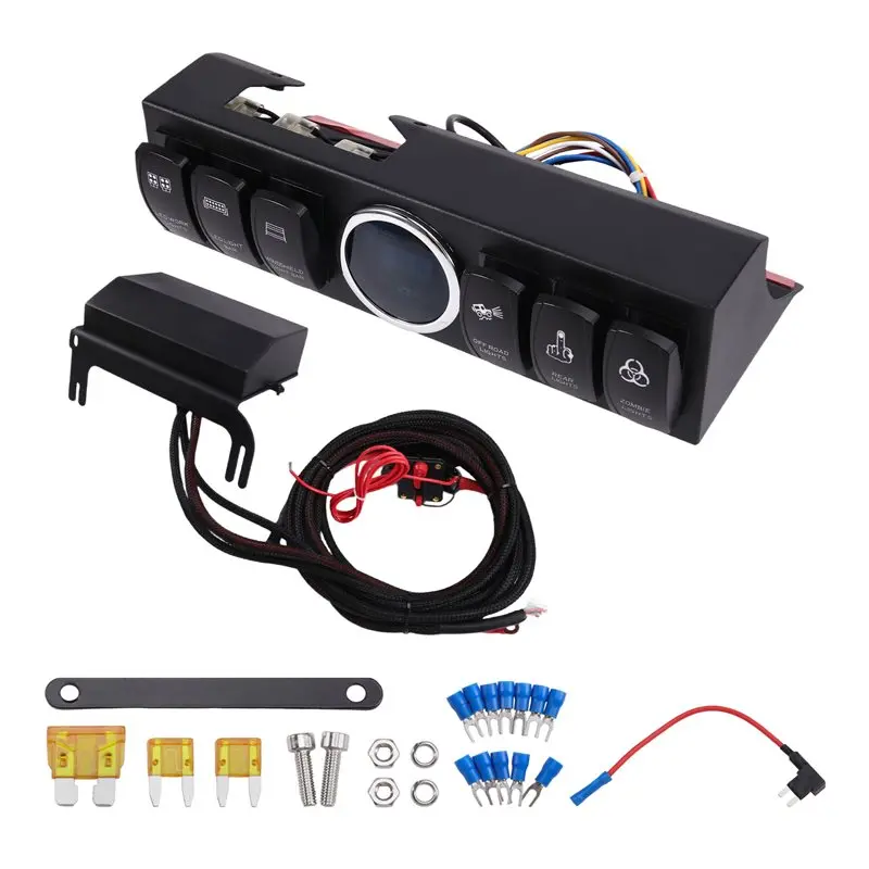 

A85E - Панель управления с 6-позиционными переключателями и блоком реле для Jeep Wrangler JK 07-18, модификация проводки