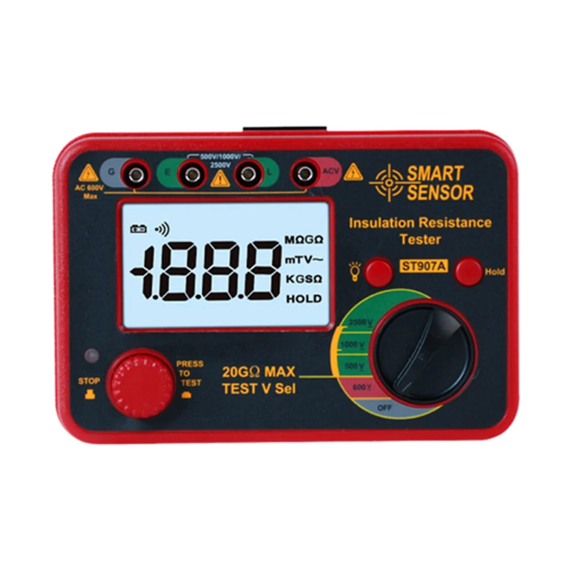 ST907A Megohmmeter 500V 1000V 2500V Electronic Swing Meter Insulation Resistance Tester Smart Sensor