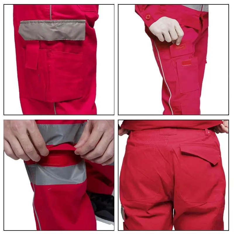 Durable American-Style Work Pants for Men, Summer Men's Pants with Reflective Strips, Work Pants for Mechanics, Workshop Labor Protection Clothing, Workwear