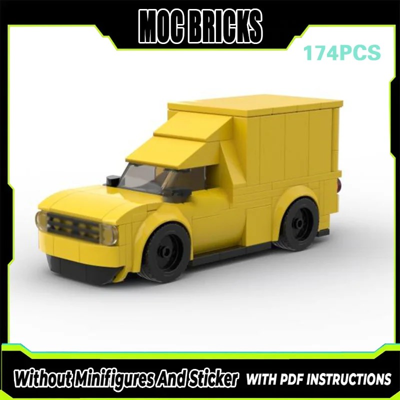 

City Car Model MOC Building Bricks Yellow Box Pickup Truck Modular Technology Gifts Holiday Assemble Children Toys Suit