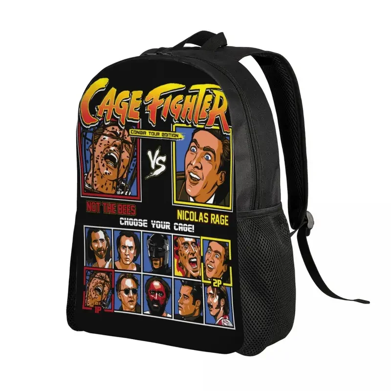 Mochila para ordenador portátil para hombre y mujer, bolsa básica divertida para estudiantes universitarios, Nicolas Cage Fighter