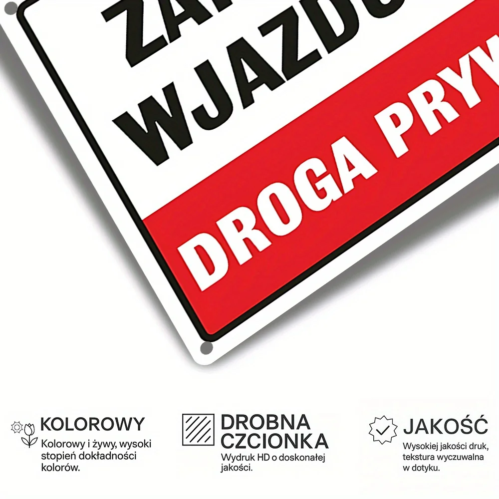 1pc, 2D Flat, Vintage Metal Sign,Polish Traffic Warning 